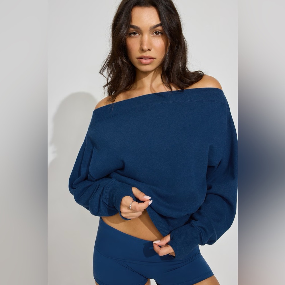 Garage SoftTerry™ Rib Off Shoulder Sweater - Picture 2 of 6